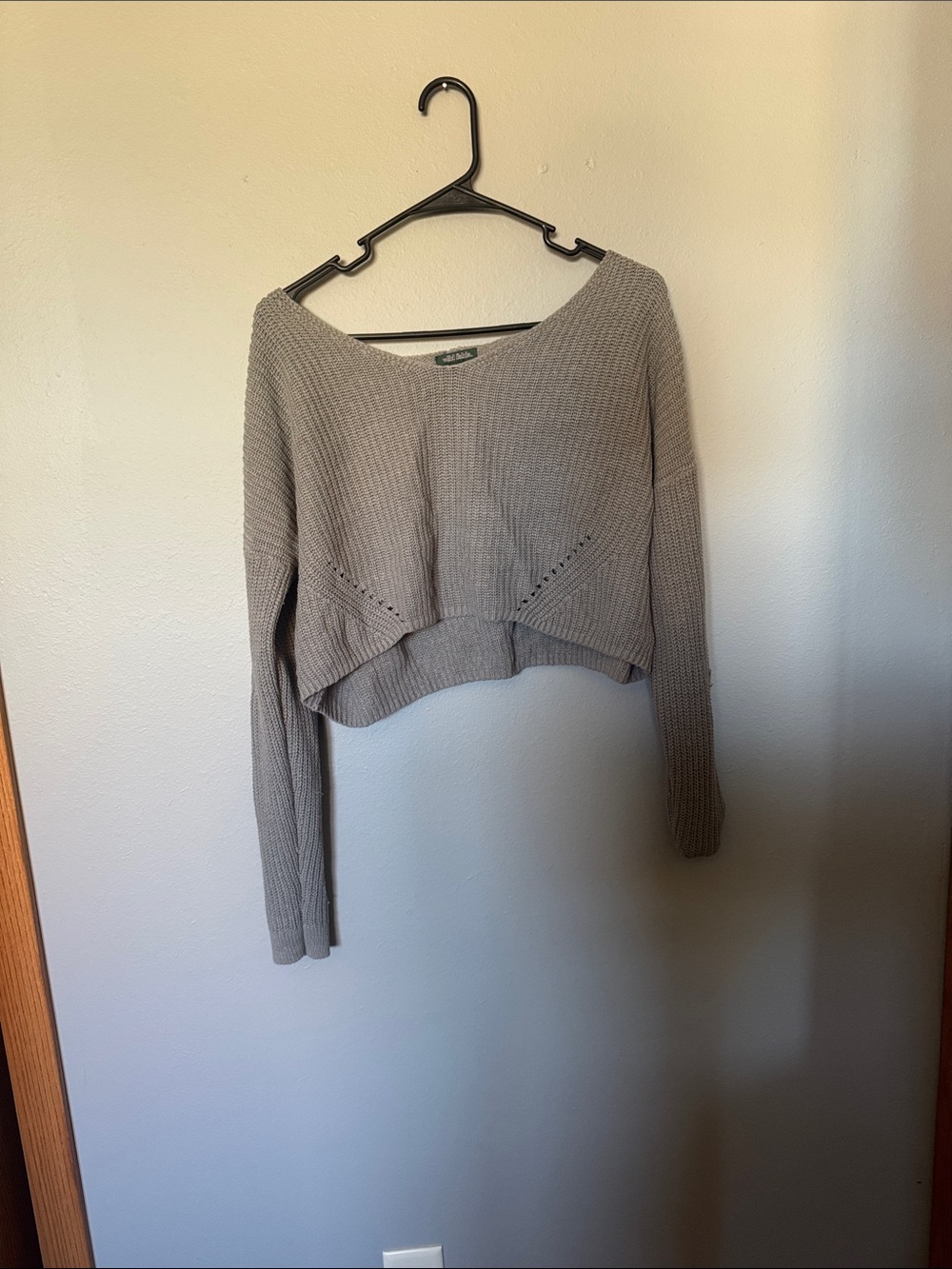 wild fable Scoop-Neck Cropped Knit Sweater - Taupe